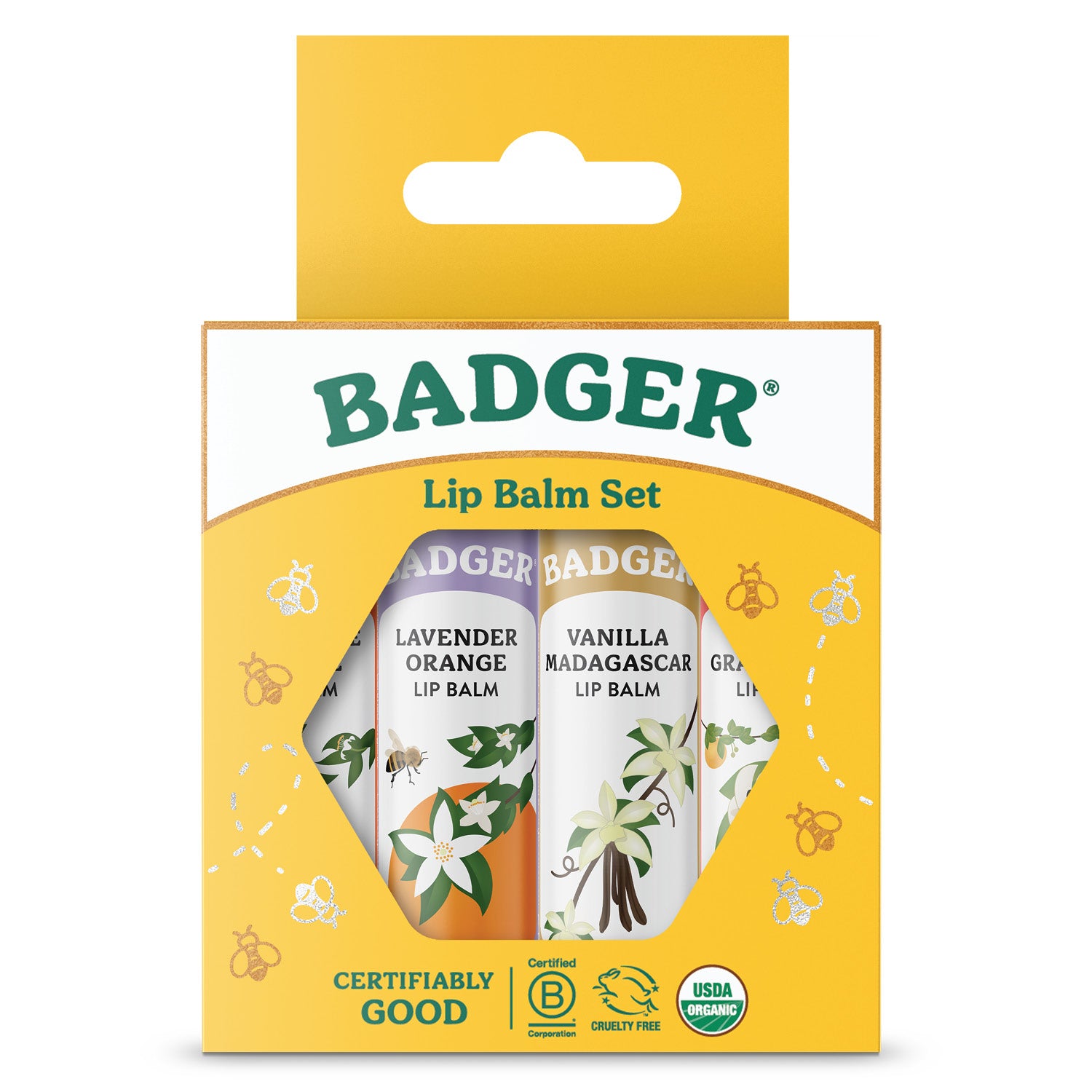 badger-balm-classic-lippenbalsam-4er-gold-box image 1