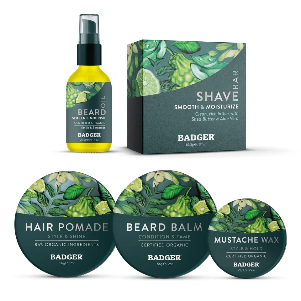 badger-balm-shaving-grooming-bundle-bio-rasur-und-bartpflege-set-5-teilig image 1