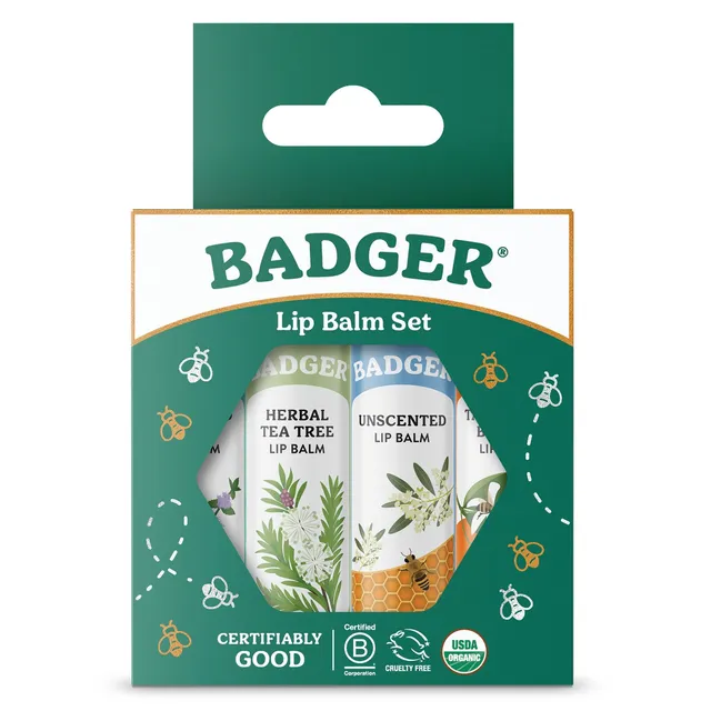 badger-balm-classic-lip-balm-4er-set-green-box image 1