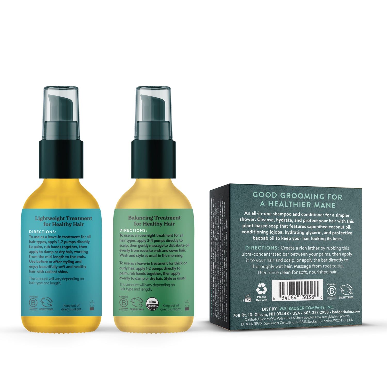 badger-balm-hair-care-bundle-shampoo-bar-argan-jojoba-haar-l-set image 2