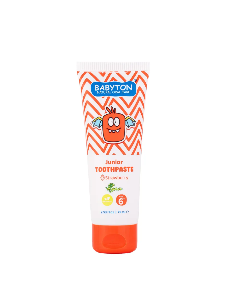 babyton-junior-zahnpasta-mit-fluorid-6-erdbeere-75-ml image 1